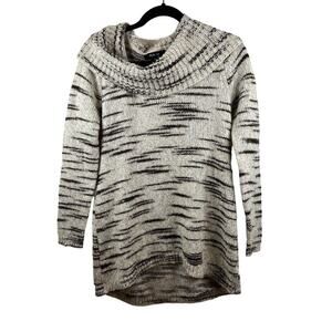 Style & Co Women's Cowl-Neck Sweater Beige with Brown Stripes Size Medium